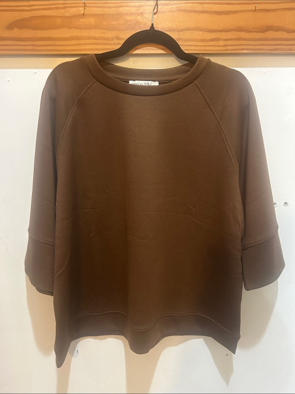 Zenana Outfitters Chocolate Brown Relaxed 3/4 Sleeve Pullover